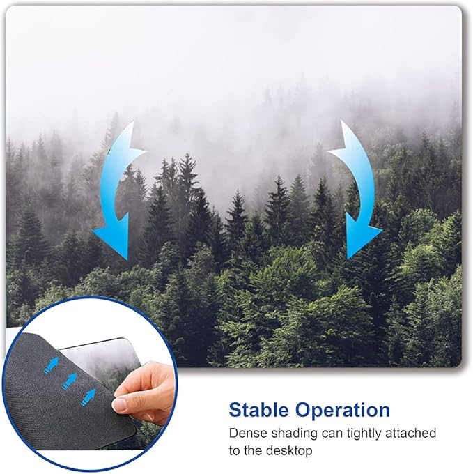 Misty Forest Mouse Pad, Natural Landscape Mouse Pad Custom Design, Square Waterproof Mouse Pad Non-Slip Rubber Base MousePads for Office Laptop, 9.5x7.9x0.12 in Inch