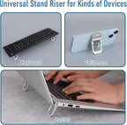 Bewudy 2 Pcs Portable Keyboard Riser With Dual Tilt Angle Adjustment, Foldable Laptop Stand, Mini Computer Stand for Desk, Self-Adhesive Feet for Most Keyboards (Silver)
