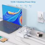 Surge Protector Power Strip, 15 Ft Cord Ultra Thin Flat Extension Cord with 6 Outlets 4 USB Ports(2 USB C), 1050J Flat Plug Power Strip for College Dorm Room Essentials