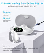 Ultra Open Ear Earbuds - Ergonomic Clip-On Earbuds, Small Bone Conduction Over-The-Ear Headphones with Waterproof Design, Perfect Running Headphones for Sports and Fitness, Pearl White