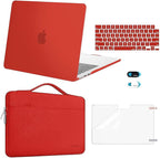 MOSISO Compatible with MacBook Air 13 inch Case 2025 2024 2023 2022 M4 A3240 M3 A3113 M2 A2681, Hard Shell&Sleeve Bag&Keyboard Skin&Webcam Cover&Screen Film for MacBook Air 13.6 inch, Red