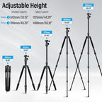 SIRUI Traveler 7C Camera Tripod 65.55 inches Carbon Fiber Arca Tripod with E-10 360° Panorama Ball Head and Arca Swiss Quick Release Plate Load Capacity Up to 17.6lbs, Convertible to Monopod