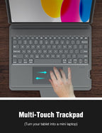 Nillkin for iPad A16 11th 10th Generation Case with Keyboard, Slide Camera Cover, Backlit Detachable Wireless Keyboard with Pencil Holder and Multi-Touch Trackpad for iPad (A16) 11th/10th Gen - Grey