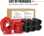 Barbell Clips 1 Inch Quick Release Weight Clamps 0.9-1.18inch Multi-Size Adjustable Olympic Clamps for Bars