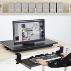 Mount-It! Clamp Keyboard Tray - Ergonomic Under Desk Pull Out Keyboard and Mouse Platform with No-Drill Easy Installation - Slides Under Desk Increase Space - 27 Inch Wide