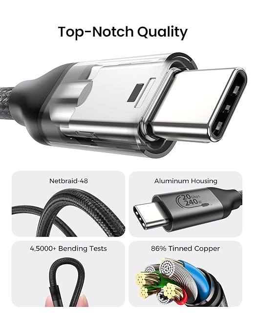 Silkland USB 4 for Long Thunderbolt 4 Cable 16.5FT/5M, 20Gbps Data Transfer, Supports 5K/4K@60Hz, 240W PD 3.1 Charging, USB C Video Cable Compatible for Thunderbolt 3, MacBook, SSD, Docking,VR Headset
