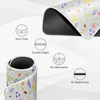 JIKIOU 3 Pack Mouse Pad with Stitched Edge, Comfortable Mouse Pads with Non-Slip Rubber Base, Washable Mousepads Bulk with Lycra Cloth, Mouse Pads for Computers Laptop Mouse 10.2x8.3in White Flowers