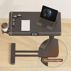 FLEXISPOT Mobile Standing Desk with Wheels Pneumatic Laptop Desk Rolling Computer Cart Movable Height Adjustable Small Sit Stand Desk Computer Workstations Home Use（27.6" W x 15.7" D, Black