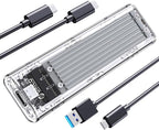 ORICO M.2 NVMe SSD Enclosure, USB 3.2 Gen 2 (10 Gbps), Transparent External Solid State Drive Adapter Enclosure for 2280 2260 2242 2230 PCI-E M2 M-Key SSD, USB Type C Converter Case-TCM2 Silver