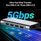 USB C HUB, USB C Adapter 11 in 1 Dongle with 4K HDMI, VGA, PD 100W, 1 X USB 3.0, 3 X USB 2.0 Ethernet, SD/TF Card Reader, 3.5mm Headphone Jack for iPhone 16/15 MacBook Pro/Air, Other Type C Laptops