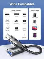 JSAUX USB to USB C Adapter [2 Pack], USBC OTG Compatible with MacBook Pro/Air, iPhone 15 Pro Max, Samsung Galaxy S24/S23/S22/S21 and More USB C Devices-Crystal Black