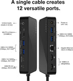 iVANKY FusionDock 1+ MacBook Pro Docking Station with 180W Power Adapter, 12-in-1 Dual 4K@60Hz USB C Dock for MacBook Pro/Air Thunderbolt 3/4 Dock HDMI 2.0, 96W PD, 6 USB, 2.5Gbps Ethernet SD/TF Audio