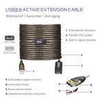 65 FT USB Extension Cable, USB 2.0 Type A Male to A Female Active Repeater Extension Cable 65 ft, High Speed 480 Mbps