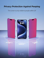 Compatible for iPhone 15 Plus Privacy Screen Protector Tempered Glass 6.7 Inch, Pink Gradient Anti Spy Anti Blue Light HD Easy Installation