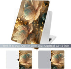 Batianda Premium Case for New MacBook Air 15 inch 2025 M4 2024 2023 with M3 M2 Chip Model A3114 A2941, Designed Protective Plastic Hardshell & Keyboard Cover & Screen Protector, 3D Flower