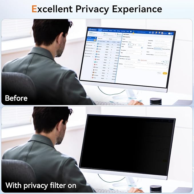 23.8 Inch Computer Privacy Screen Filter for 16:9 Aspect Ratio Widescreen Monitor - Anti Glare Blue Light Filter, Removable Computer Monitor Privacy Shield, Anti-Scratch Screen Protector Film 23.8 in