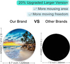 ITNRSIIET Round Mouse Pad with Stitched Edge Premium-Textured Waterproof Non-Slip Rubber Base Desktop Protection Mat Diameter 8.7 inches, Beach