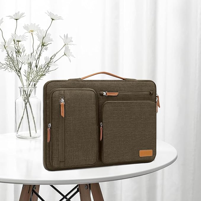 MOSISO 360 Protective Laptop Case 13 inch, 13 inch Laptop Sleeve Compatible with MacBook Air M4 M3 M2 M1 2025-2018/Pro M2 M1 2025-2016, Side Open Carrying Case with 4 Zipper Pockets&Handle,Carob Brown