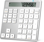 Rechargeable Wireless Number Pad for Laptop, 34 Keys Numeric Keypad with Dual Bluetooth & Display, 2-in-1 Numpad and Calculator, Slim Portable Number Pad Keyboard for Windows, Mac, PC, Tablet