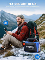 Portable Bluetooth Speakers Loud - Wireless Speaker 80W Peak, Light Show, 20H Playtime, Strong Bass, BT 5.3, TWS, IPX6 Waterproof for Outdoor Travel Beach Camping - Blue