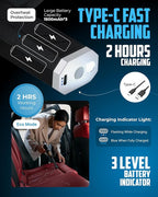 Owleys Portable Car Vacuum Cleaner “CrossClean 2-in-1 Vacuum & Air Blower | 120W High-Power | 8 Attachments | 12V Rated Voltage | Cordless, Lightweight & Rechargeable via Type-C Cable