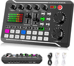 Facmogu F998 Live Sound Card Audio Mixer, Podcast Audio Interface with DJ Mixer Effects, Voice Changer with Sound Effects for PS4 PS5 Karaoke Tiktok YouTube Live Streaming Record Gaming
