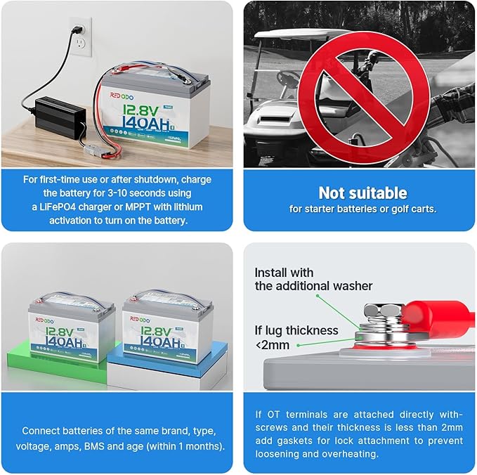 Redodo 12V 140Ah LiFePO4 Battery Group31, 10-Year Lifespan, 150A BMS & Bluetooth Monitoring, Ideal for RVs, Solar, Marine, Boat, Solar and Off-Grid