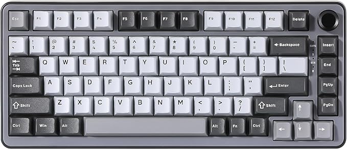 YUNZII B75 Mechanical Keyboard,75% Layout with Knob,Hot Swappable RGB Backlit Gasket Mounted, Creamy Typing, Double-Shot PBT Keycaps,Cherry Profile,for Win/Mac (Dark Grey, Cocoa Cream V2 Switch)