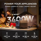 EF ECOFLOW Portable Power Station DELTA 3 Max, 2048Wh LiFePO4 Battery, Solar Generator (Solar Panel Optional), 3400W X-Boost Output, Ultra-Fast 0-80% Charging in 1.13 Hr, Home Backup & RV Camping