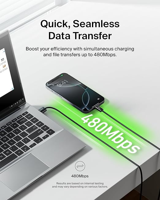 Belkin USB A to USB C Cable 2-Pack, 6.6ft, 15W - Type C Charger, iPhone Charger Cord, Soft, Braided, Flexible for iPhone 16 & 15, Galaxy S25, Pixel 9, iPad Pro, Airpods Pro, Switch & More - Black