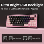Chilkey Foxy65 Mechanical Keyboard with Knob, Gasket Mount 65% Aluminum Wireless Mechanical Keyboard, BT5.0/2.4GHz/USB-C, Hot Swappable, RGB Backlit Computer Custom Key Board for PC