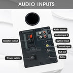 Active Bluetooth Bookshelf Speaker Studio Monitor Home Theater, Optical Input, Coaxial Input, 2 x RCA Aux Input, 30 Watts x 2 (White)