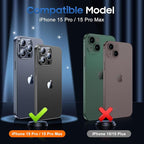 UniqueMe for 3 Pack iPhone 15 Pro/iPhone 15 Pro Max Camera Lens Protector, [Drop Protection] [Case Friendly] Camera Cover Screen [Update New Version] - Intergrated Glitter Black