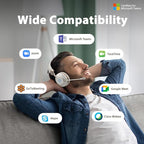 Wireless Headset, Bluetooth Headset with Microphone, AI Noise Canceling Mic & USB Dongle, 45 Hrs Working Time V5.3 Wireless Headphones with Mic Mute for PC/Laptop/Office/Call Center/Zoom/Home