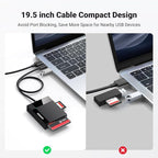 UGREEN SD Card Reader USB 3.0 Card Hub Adapter 5Gbps Read 4 Cards Simultaneously CF, CFI, TF, SDXC, SDHC, SD, MMC, Micro SDXC, Micro SD, Micro SDHC, MS, UHS-I (Black)