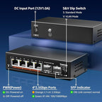 6 Port 2.5G Unmanaged Ethernet Switch, 4 x 2.5G Base-T Ports, 2 x 10G SFP, Compatible with 100/1000/2500Mbps, VLAN, Fanless, Desktop/Wall Mount YuanLey 2.5Gbe Network Switch for Wireless AP, NAS, PC