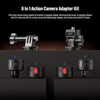 NEEWER Magnetic Action Camera Mount Kit, Compatible with GoPro Hero 13 12 11 Max DJI Osmo Action Insta360, ABS Magnetic Quick Release Mount for POV Shots, GP-24
