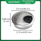 1 Pcs Desk Grommet 2-1/16" / 53 mm, Desk Cord Hole Cover, Cable Grommet Metal Zinc Alloy Materilal, Desk Hole Grommet for Home & Office Pc, Detachable Cable Cord Organizer-Brushed Silver