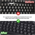 Hebrew-English Keyboard Stickers - 2PCS Replacement Letters for Computer, Laptop, Notebook, Desktop - White Font on Black Background, Matte Alphabet