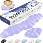 Cloud Wrist Rest for Keyboard and Mouse, Memory Foam PU Leather Keyboard Wrist Rest with Ergonomic Support, Non-Slip Base, Cute Arm Rest Pad & Palm Cushion, Office Desk Accessory, Purple