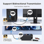 UGREEN 4K@60Hz Bidirectional HDMI to Displayport Cable Male to Male Adapter DP 1.2, HDCP 2.2, HDMI 1.4 4K@30Hz with USB Powered Compatible with Laptops, PC, Switch 2/PS5/Xbox/AMD/NVIDIA/Monitor, 6.6FT