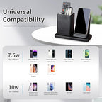 Wireless Charger with Desk Organizer, Wireless Charging Station for iPhone 13/13 Pro Max/13 Pro/12 Series/11/XS Max/XR/X/8Plus/SE 2, Wireless Charging Stand with Leather… (Black)