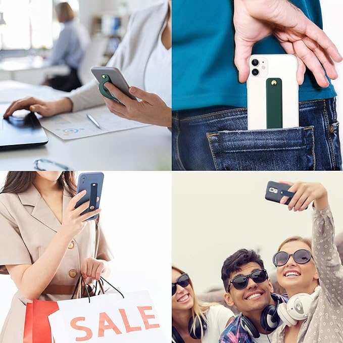 Removable and Reusable Cell Phone Grip Strap, Yetaida Telescopic Finger Kickstand Bracket Universal Silicone Phone Holder Stand and Portable Finger Loop for Most Smartphones Case (Navy)