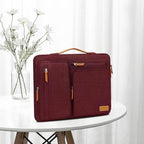MOSISO 360 Protective Laptop Case 15 inch, 15 inch Laptop Sleeve Compatible with MacBook Air M4 M3 M2 2025 2024 2023, Dell XPS Plus, Side Open Carrying Case with 4 Zipper Pockets&Handle, Wine Red