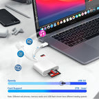 SD Card Reader for iPhone iPad, USB C & Lightning Dual Interface Memory Card Reader, Digital Camera Adapter to iPhone/MacBook/USBC Laptop for SD/TF/Sim Card, Plug & Play, Camera Accessories
