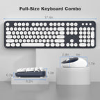 KNOWSQT Wireless Keyboard and Mouse Combo - White-DarkBlue Full-Sized 2.4 GHz 104 Keys Typewriter Keyboard, Flexible Round Keycap and Optical Mouse for Windows, Computer, PC, Laptop, Desktop