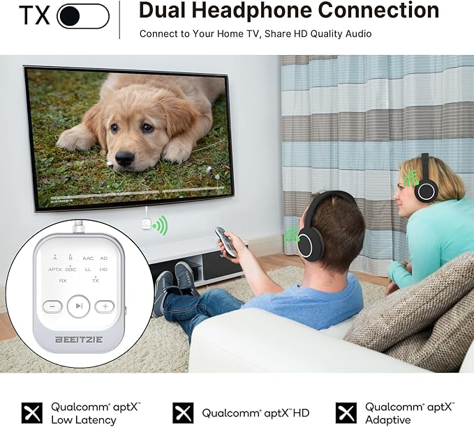 Ultra Bluetooth 5.4 Transmitter & Receiver,2-in-1 Wireless Audio Transmitter for TV/PC/Airplane, Dual Pairing for AirPods/Headphones, AptX LL& HD, Aux for Home/Car Stereo & Speakers