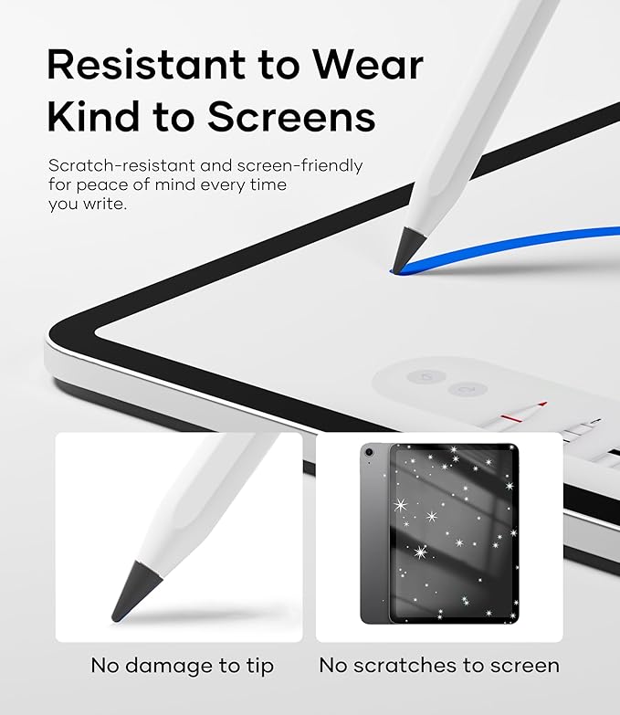 Replacement Pencil Tips for Apple Pencil Pro, Pen Tips for Apple Pencil 2nd Gen/1st Gen/USB-C, Wear-Resisting Pencil Nibs with Storage Box, Pen Nibs Set (6 Pack, Black/White/Purple/Pink)