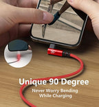 USB C to Lightning Cable 6FT, 90 Degree iPhone Charger Cables [Apple MFi Certified] 3Pack Fast Charging Cord Nylon Braided USB C Lightning Cable Compatible with iPhone 14/13/12/11/Pro Max/Plus/8/7-Red