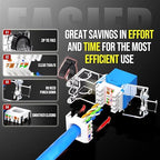 AMPCOM CAT6A UTP RJ45 Keystone Jack 50u Gold Plating Reusable Ethernet Wall Jack with Adjustable Ratchet Lock (No Tool and Zip Tie Required) - Blue (12-Pack)